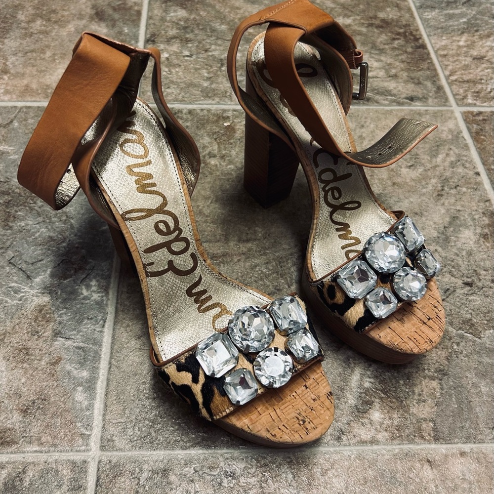 💎Sam Edelman Women’s Size 6, Rhinestone/Jewel, Leopard, Platforms💎
